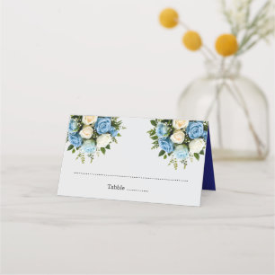 Personalised Blue and White Rose Place Cards