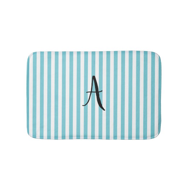 Personalised Blue and White Stripe Bath Mat (Front)