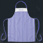 Personalised Blue And White Stripe Pattern Apron<br><div class="desc">Apron Large (68, 6 x 86, 4 cm) - Cute Personalised Blue And White Stripe Pattern.
Change to your name or text of choice.</div>