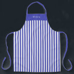 Personalised Blue And White Stripe Pattern Apron<br><div class="desc">Apron Large (68, 6 x 86, 4 cm) - Cute Personalised Blue And White Stripe Pattern. -2
Change to your name or text of choice.</div>