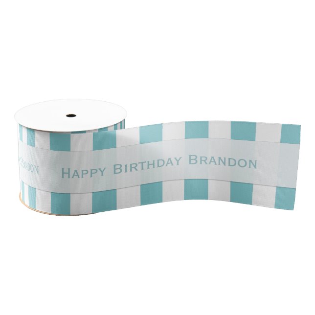 Personalised Blue And White Striped Ribbon Grosgrain Ribbon (Spool)