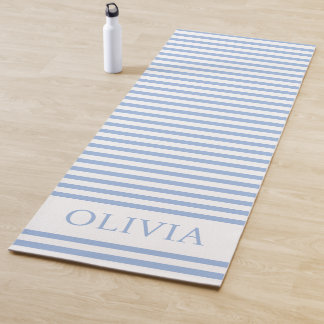 Personalised Blue and white stripes beach house  Yoga Mat