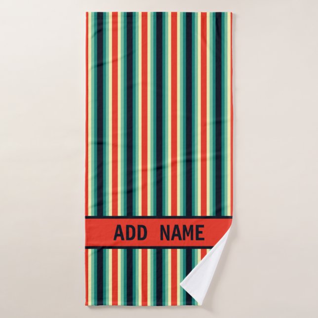 Personalised Blue Aqua Green Yellow Red Bath Towel (Bath Towel)
