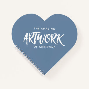 Personalised Blue Artist Heart Sketchbook Notebook