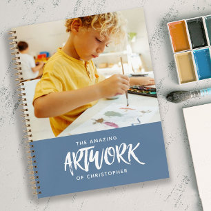 Personalised Blue Artist Photo Sketchbook Notebook