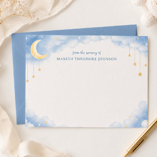 Personalised Blue Baby Shower Thank You Note Card