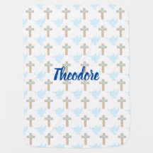 Personalised Blue Baptism - Baby Blanket