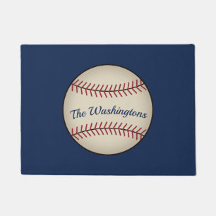 Personalised Blue Baseball Doormat 