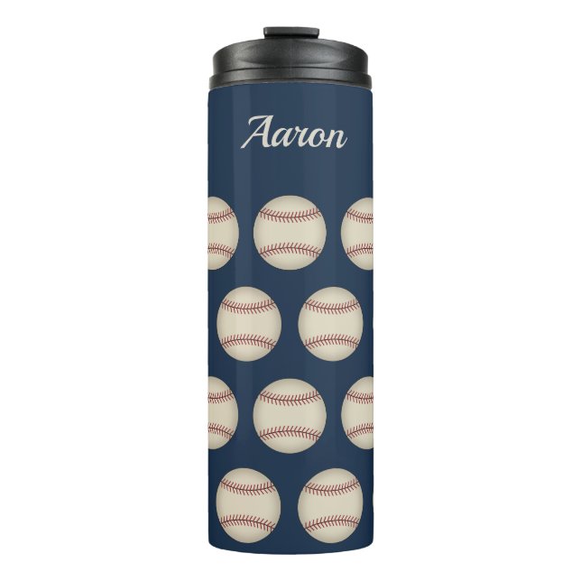 Personalised Blue Baseball Thermal Tumbler Gift (Front)