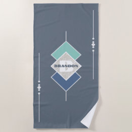 Personalised Blue Beach Towel