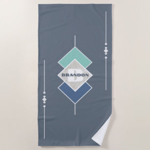 Personalised Blue Beach Towel