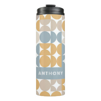 Personalised Blue Beige Yellow Midcentury Art Thermal Tumbler