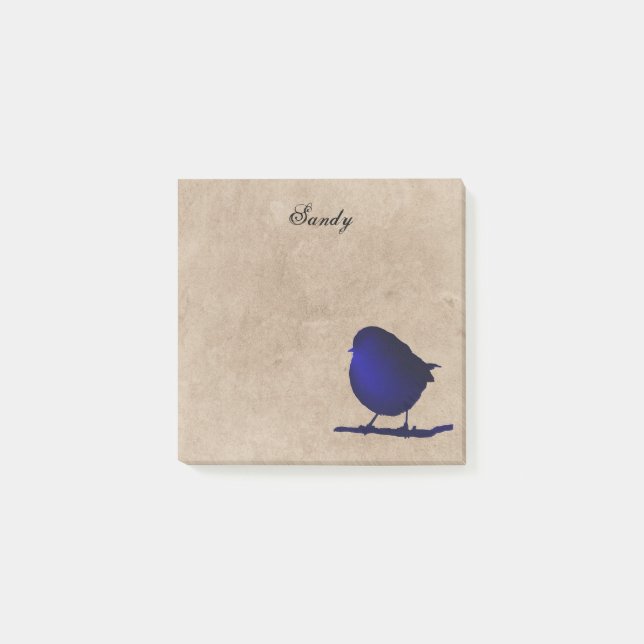 Personalised blue bird post-it notes (Front)