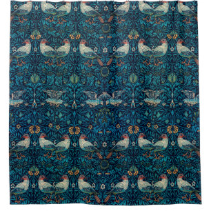 Personalised Blue Bird William Morris  Shower Curtain