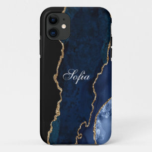 Personalised Blue & Black Agate  Case-Mate iPhone Case