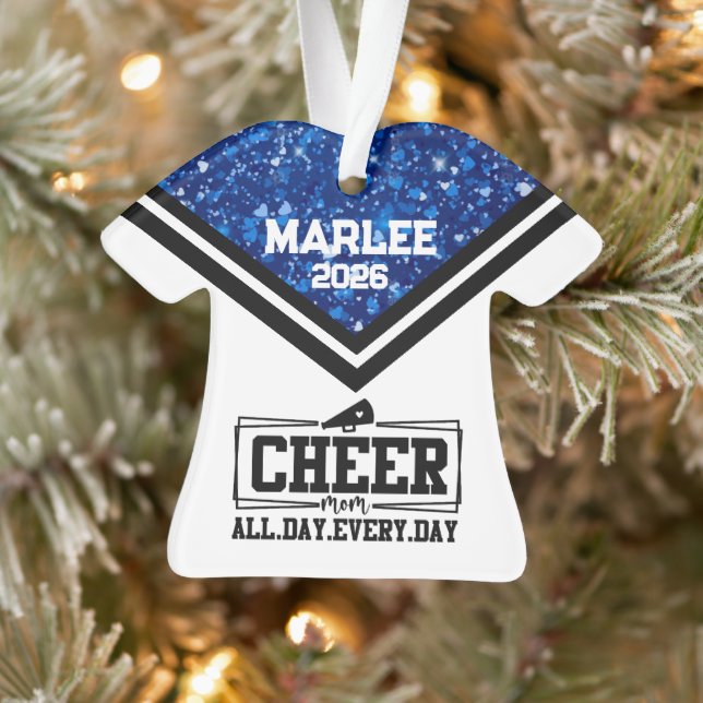 Personalised Blue & Black Cheer Mum Ornament  (Tree)