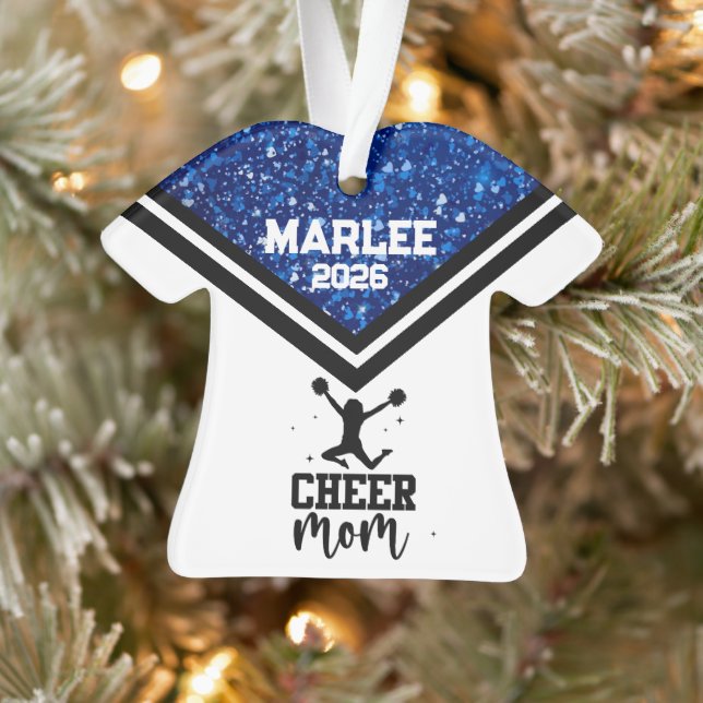 Personalised Blue & Black Cheer Mum Ornament  (Tree)