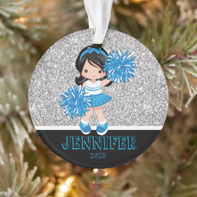 Personalised Blue & Black Cheerleading Ornament  (Tree)