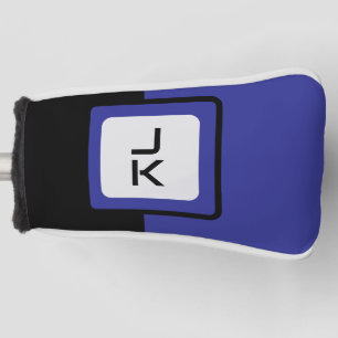Personalised Blue Black Golf Head Putter Cover