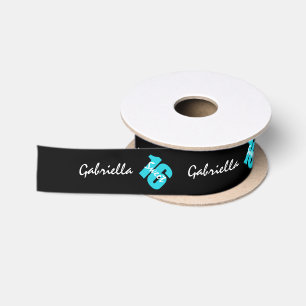 Personalised Blue & Black Sweet 16 Birthday Ribbon Satin Ribbon