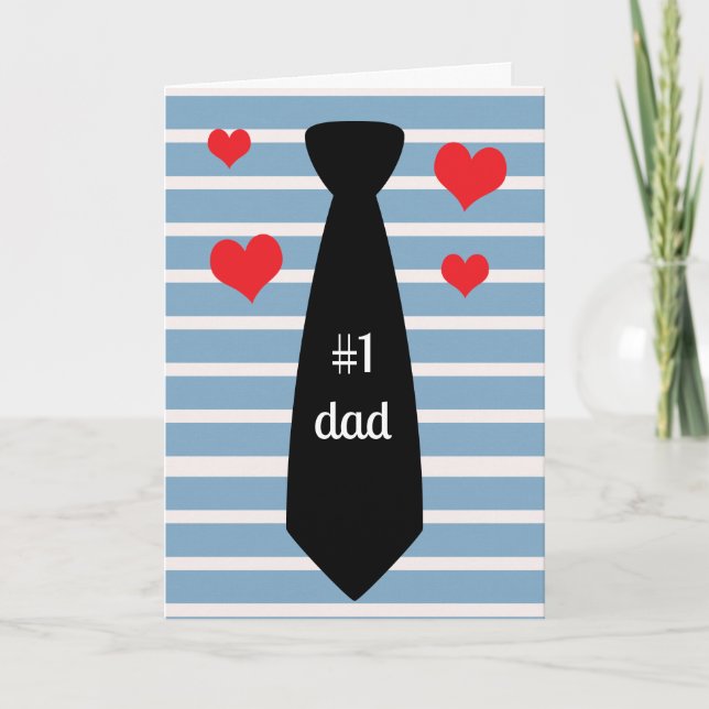 Personalised Blue Black Tie #1 Dad Father's Day Card (Front)