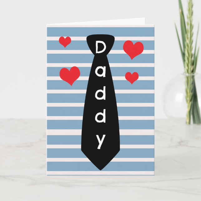 Personalised Blue Black Tie Daddy Father's Day Card (Front)
