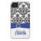 Personalised Blue, Black, White Damask