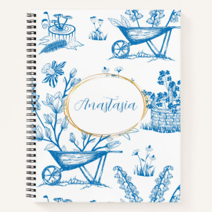Personalised Blue Botanical Floral Notebook