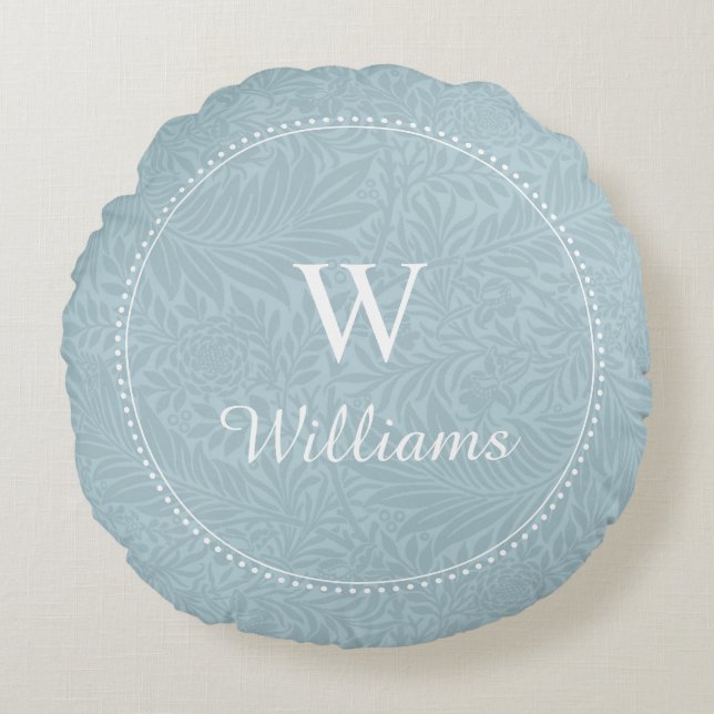 Personalised Blue Botanical Pattern  Round Cushion (Front)