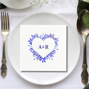 Personalised Blue Botanical Wedding Paper Napkin