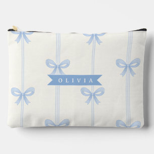 Personalised Blue Bow Coquette Name Aesthetic Accessory Pouch