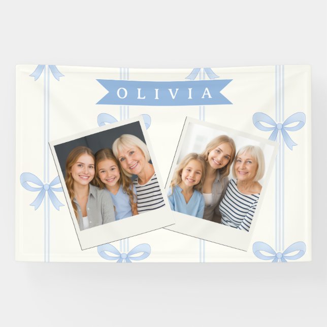 Personalised Blue Bow Coquette Name Aesthetic Banner (Horizontal)