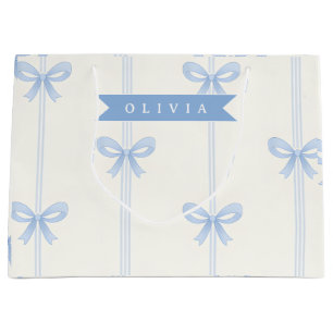 Personalised Blue Bow Coquette Name Aesthetic Large Gift Bag