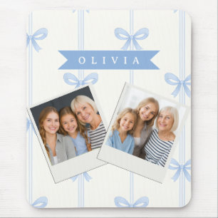 Personalised Blue Bow Coquette Name Aesthetic Mouse Pad