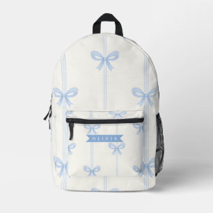 Personalised Blue Bow Coquette Name Aesthetic Printed Backpack
