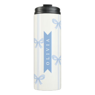 Personalised Blue Bow Coquette Name Aesthetic Thermal Tumbler