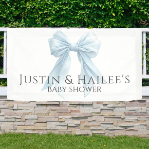 Personalised Blue Bow Girl Coquette Baby Shower Banner