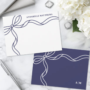 Personalised Blue Bow Monogram Card
