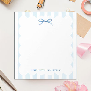 Personalised Blue Bow Nantucket Coquette Aesthetic Notepad
