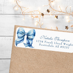 Personalised Blue Bow Return Mailing Address
