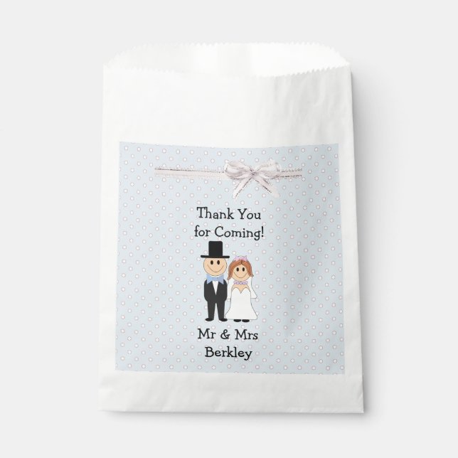 Personalised Blue Bride & Groom Candy Bags (Front)