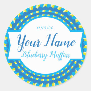 Personalised Blue Burst Bakery Label