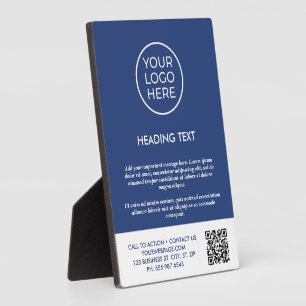 Personalised Blue Business Logo Tabletop Sign  Plaque