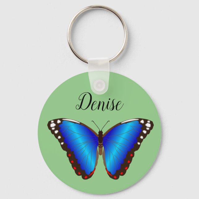 Personalised Blue Butterfly  Keychain (Front)