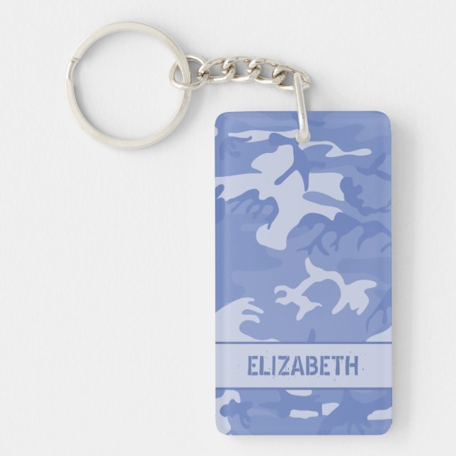 Personalised Blue Camo Key Ring (Front)