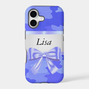 Personalised Blue Camouflage Blue Bow
