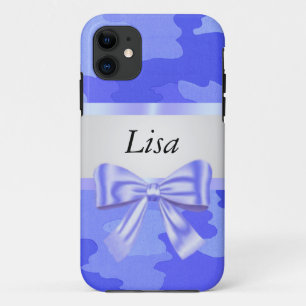 Personalised Blue Camouflage Blue Bow Case-Mate iPhone Case