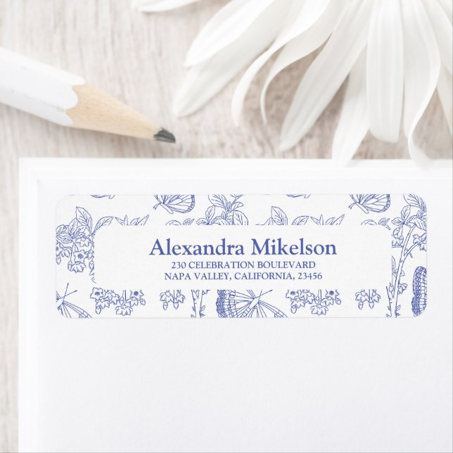 Personalised Blue Chinoiserie Floral Bridal Shower (Insitu)