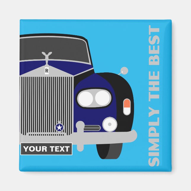 Personalised blue classic British Limousine Car Magnet (Front)