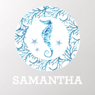 Personalised Blue Coastal Home Seahorse Wall Decal